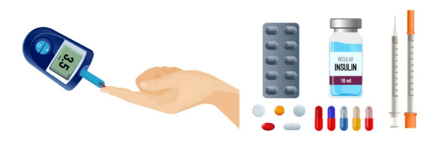 Los pacientes diabéticos deben controlar sus niveles de azúcar en sangre y tomar los medicamentos necesarios.